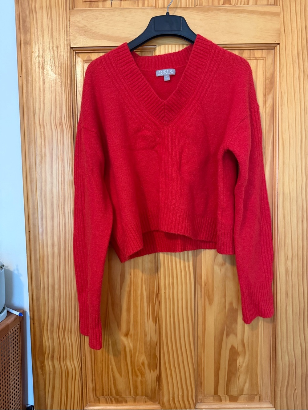 J. Crew Bright Red V-Neck Knit Sweater